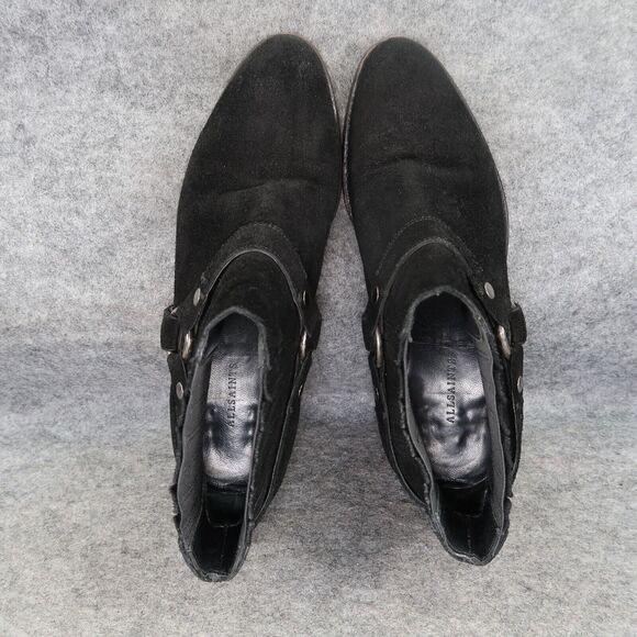 AllSaints Shoes Womens 40 Bootie Harness Leather Block Heel Fashion Slip On Boot - Picture 8 of 16